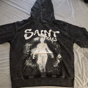 Saint Tears Black Washed Graphic Hoodie